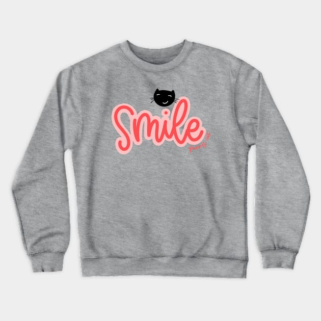 Smile Funny Cat Crewneck Sweatshirt by Ruralmarket